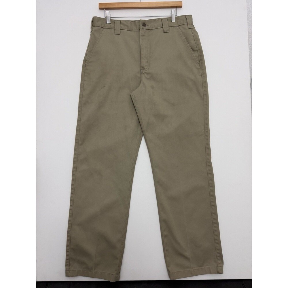 Carhartt Blended Twill Pants Mens 34x32 Khaki Tan Work Chino Straight Leg B290